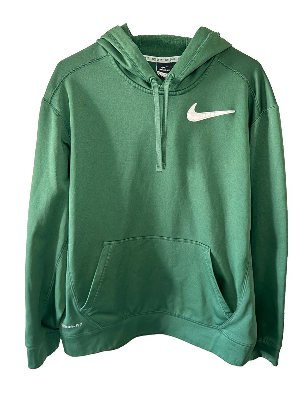 Nike Therma-Fit Hoodie Mens L Green Athletic Pullover Sweatshirt